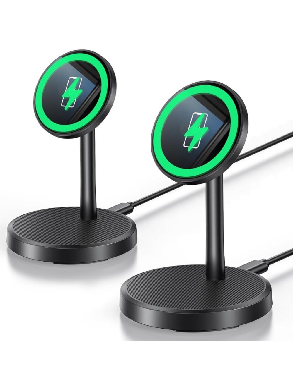 2 Pack Magnetic Wireless Charger Stand, 15W Fast Charging for iPhone 12-17